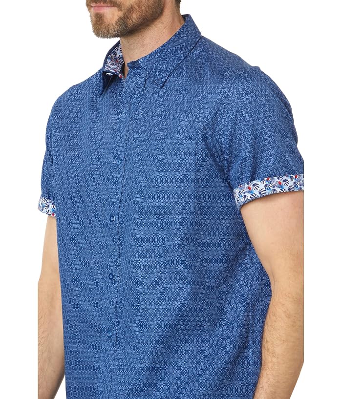 Johnston & Murphy Short Sleeve Linked Flower Textured Printed Shirt - Image 3