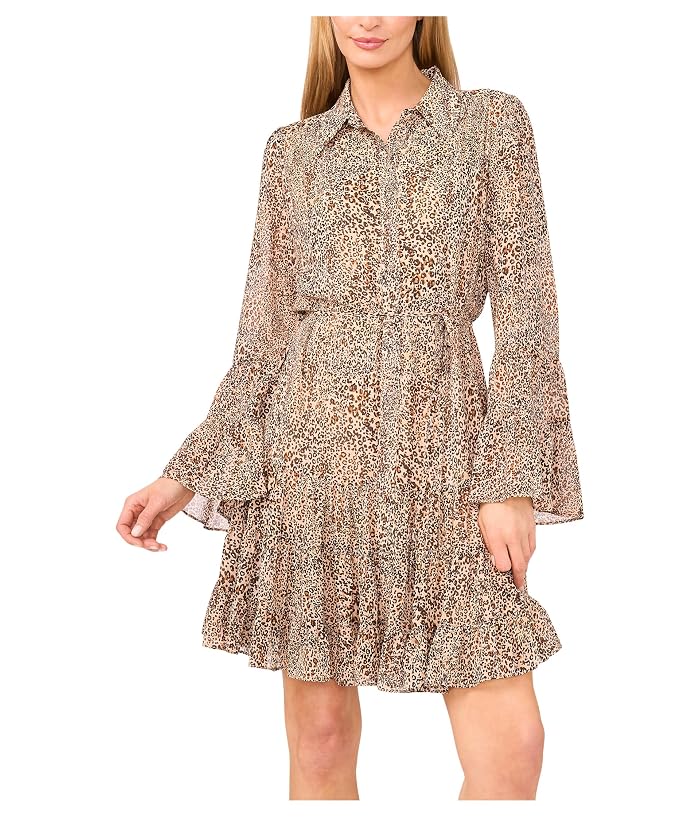 CeCe Collared Ruffled Flounce Long Sleeve Dress - Image 3