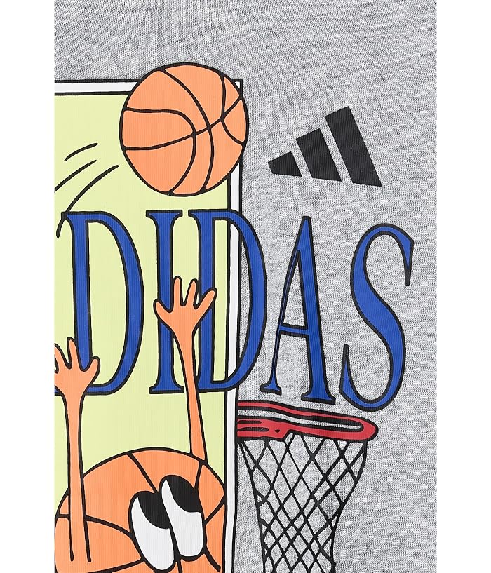 adidas Kids Graphic Hooded Heather Cotton Tee & Pants Set (Toddler/Little Kid) - Image 3