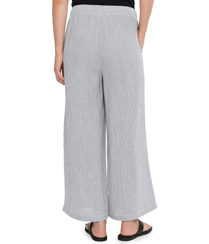 Eileen Fisher Striped Organic Cotton Gauze Ankle Pant - Image 4