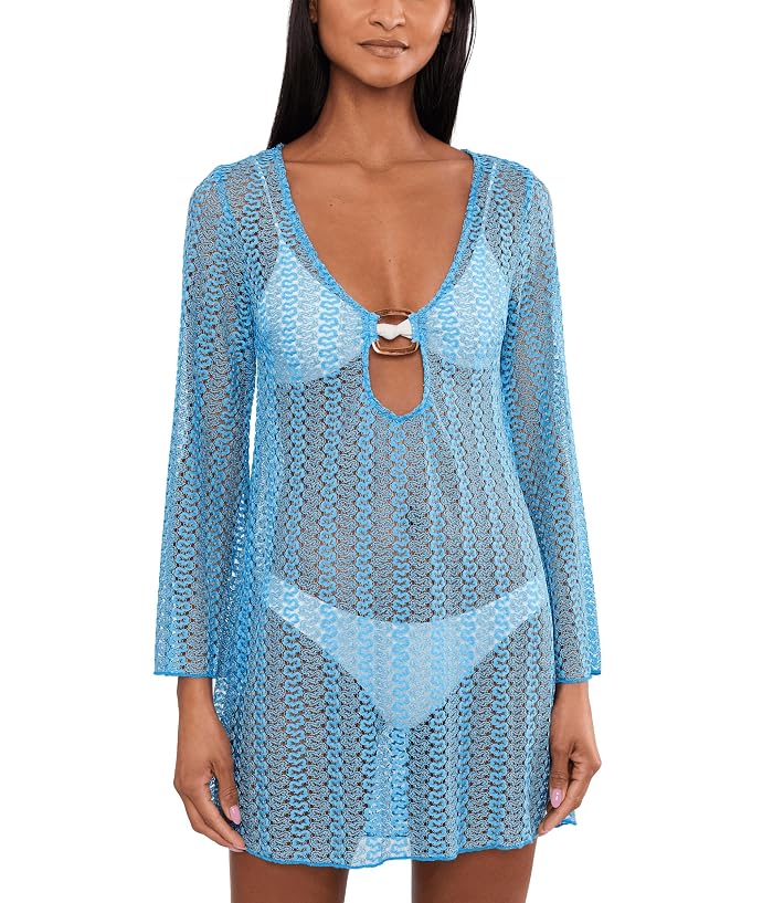 BECCA Golden Metallic Crochet Buckle Tunic