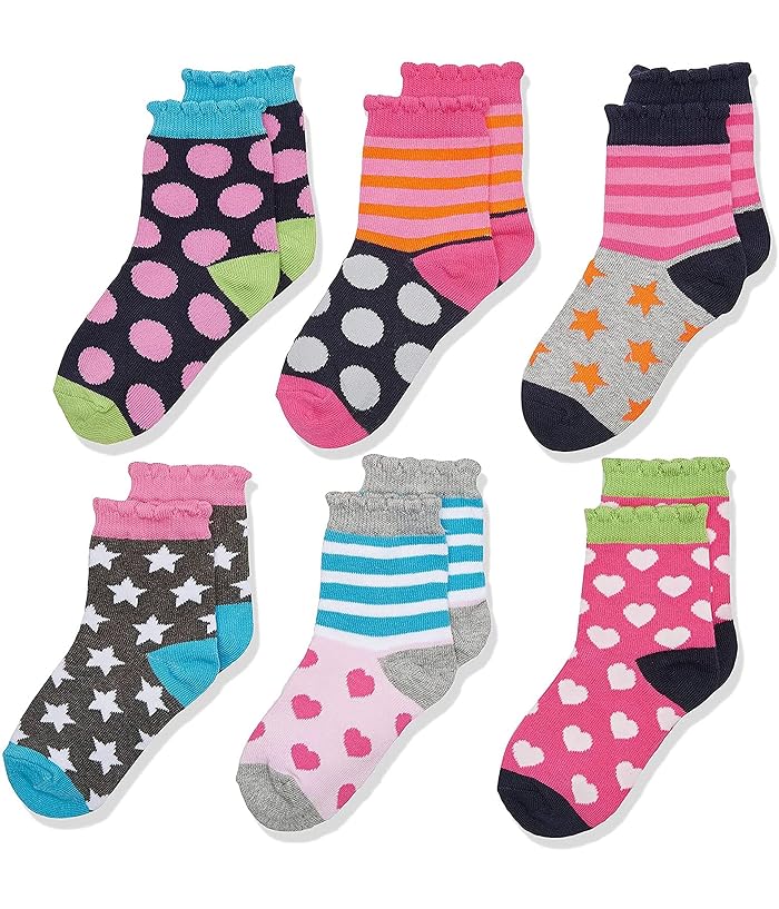Jefferies Socks Little Girls' Dots/Hearts/Stripes Fashion Crew Socks 6 Pairs Pack - Image 4