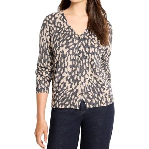 NIC+ZOE Petite Wild Dot Buttoned Up Pullover Sweater