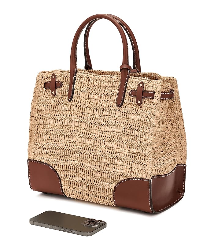 Lauren Ralph Lauren Woven Straw Medium Devyn Tote Bag - Image 3