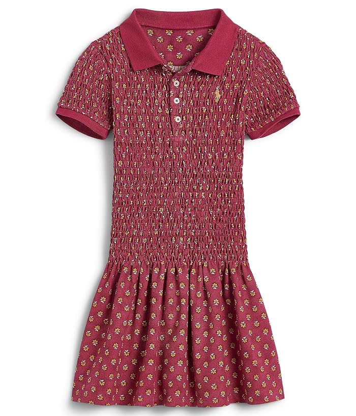 Polo Ralph Lauren Kids Floral Smocked Stretch Mesh Polo Dress (Big Kid) - Image 4