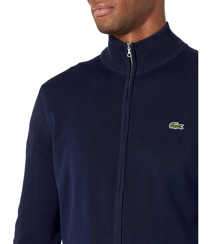 Lacoste Long Sleeve Solid Jersey Full Zip High Neck Sweater - Image 3