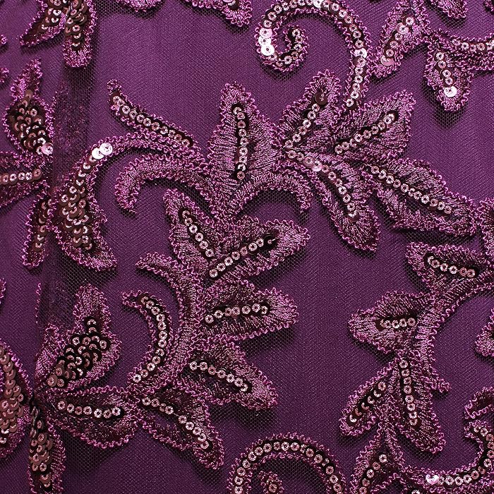 Alex Evenings Long Embroidered Gown with Sweetheart Illusion Neckline and Chiffon Shawl - Image 3
