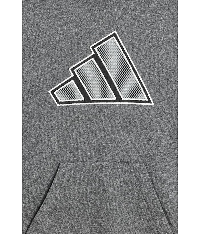 adidas Kids Mesh 3-Bar Heather Hooded Pullover (Big Kid) - Image 3